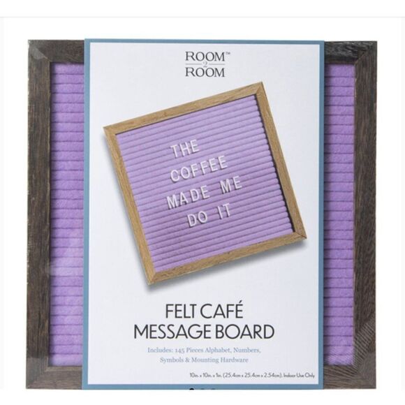 Brand New Purple Cafe Felt Letter Board With Wood Frame 10in x 10in - Picture 1 of 3